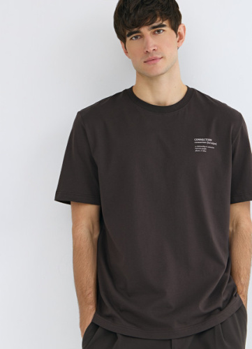 Футболка с принтом, Коричневый