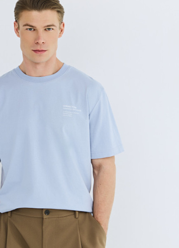 Футболка с принтом, Голубой