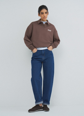 Джинсы Barrel с высокой посадкой, Синий