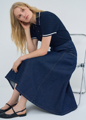 Джинсовая юбка миди, Синий