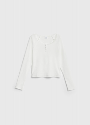 Лонгслив в рубчик для девочек, Белый