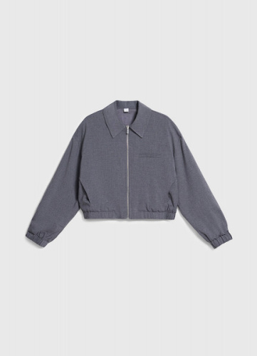 Укороченный жакет на молнии для девочек, Серый