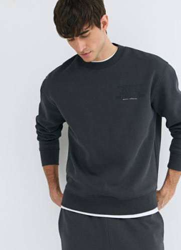 Базовый свитшот с принтом, Серый