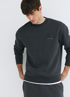 Базовый свитшот с принтом, Серый