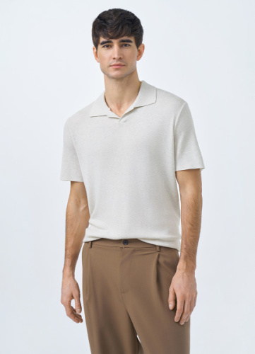 Вязаное поло с коротким рукавом, Серый