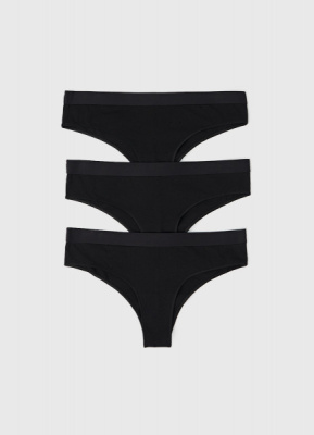 Трусы-бразилиана с мягкой резинкой, 3 шт., Черный