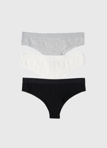 Трусы-бразилиана с мягкой резинкой, 3 шт., Белый