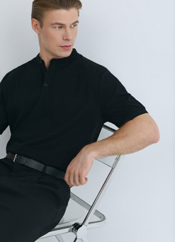 Поло с воротником-стойкой, Черный