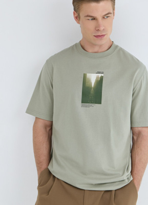 Футболка с принтом, Зеленый