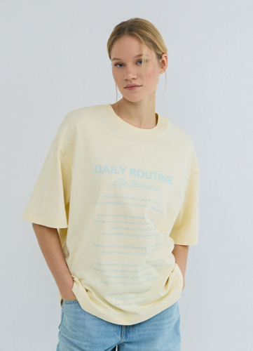 Футболка оверсайз с принтом, Желтый