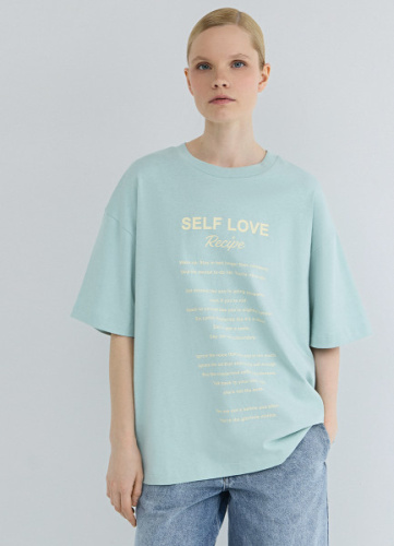 Футболка оверсайз с принтом, Зеленый