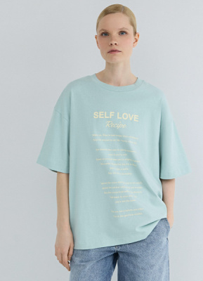 Футболка оверсайз с принтом, Зеленый