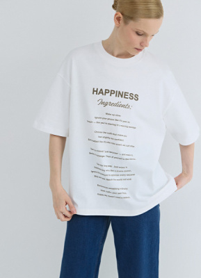 Футболка оверсайз с принтом, Белый