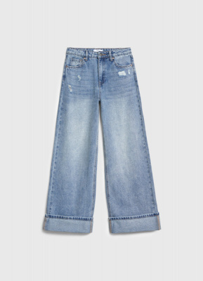 Широкие джинсы Wide leg для девочек, Голубой