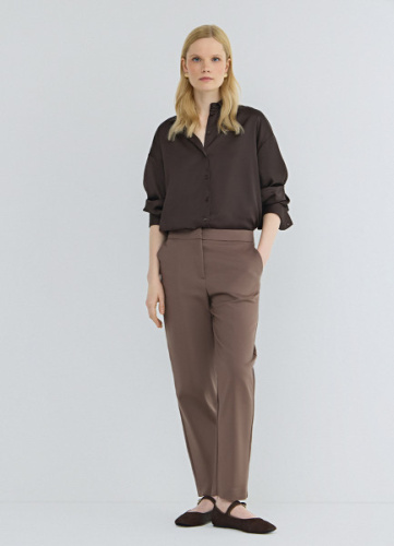 Зауженные прямые брюки, Коричневый