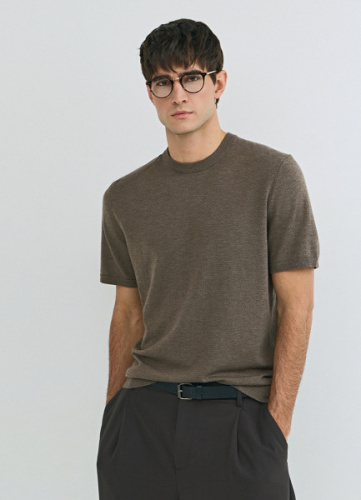 Вязаная футболка из пряжи, Коричневый