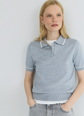 Базовый джемпер поло с коротким рукавом, Серый