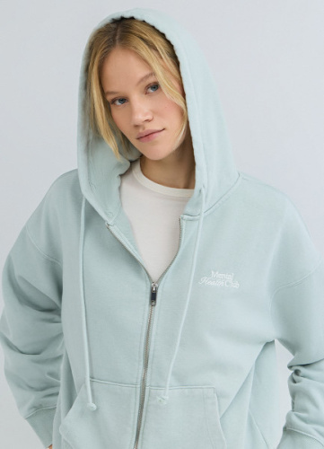 Толстовка на молнии с вышивкой, Зеленый