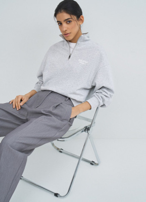 Толстовка с воротником-стойкой на молнии, Серый