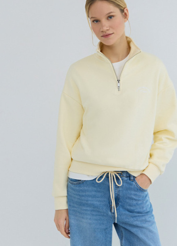 Толстовка с воротником-стойкой на молнии, Желтый