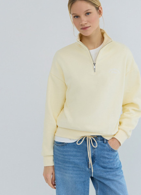 Толстовка с воротником-стойкой на молнии, Желтый