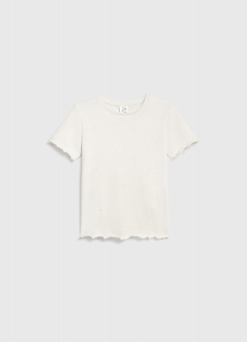 Футболка в рубчик для девочек, Белый