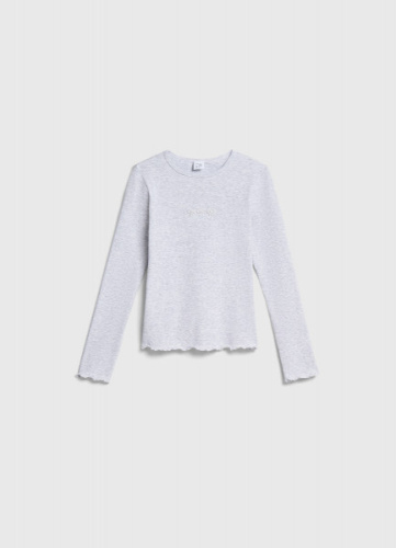 Лонгслив в рубчик для девочек, Серый