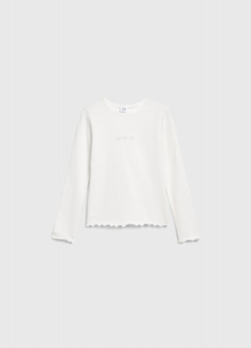 Лонгслив в рубчик для девочек, Белый