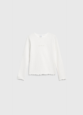 Лонгслив в рубчик для девочек, Белый