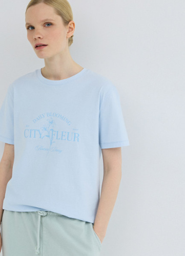 Футболка с принтом, Голубой