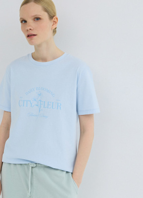 Футболка с принтом, Голубой