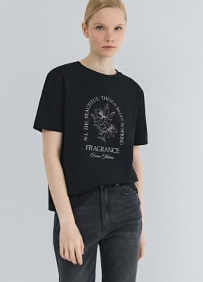 Футболка с принтом, Черный