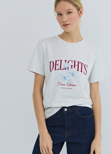 Футболка с принтом, Серый