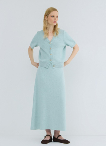 Вязаная юбка А-силуэта, Зеленый