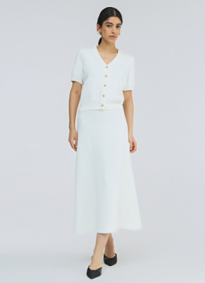 Вязаная юбка миди А-силуэта, Белый