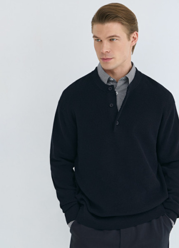 Джемпер из текстурной пряжи, Синий