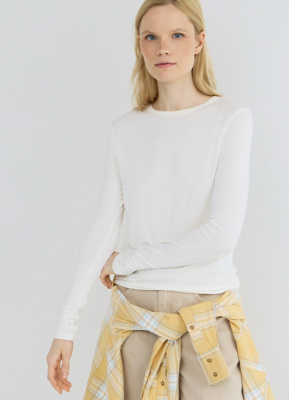 Лонгслив с содержанием модала и шёлка, Бежевый