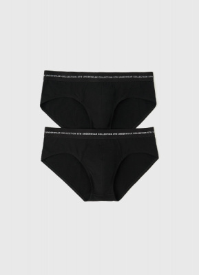 Трикотажные трусы-брифы, 2 шт., Черный