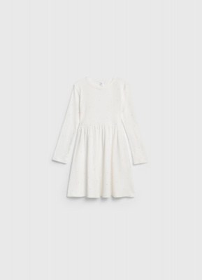 Трикотажное платье c принтом для девочек, Белый