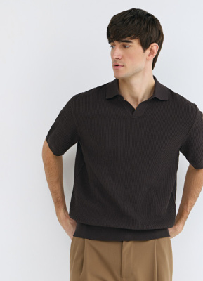 Поло из текстурной ткани, Коричневый