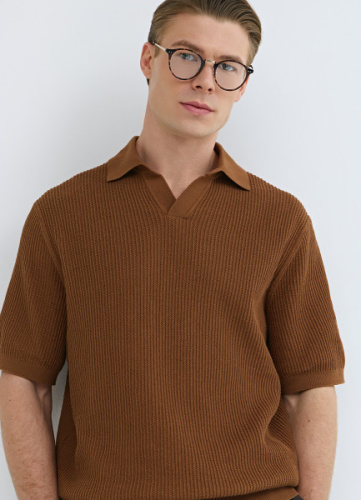 Поло из текстурной ткани, Желтый