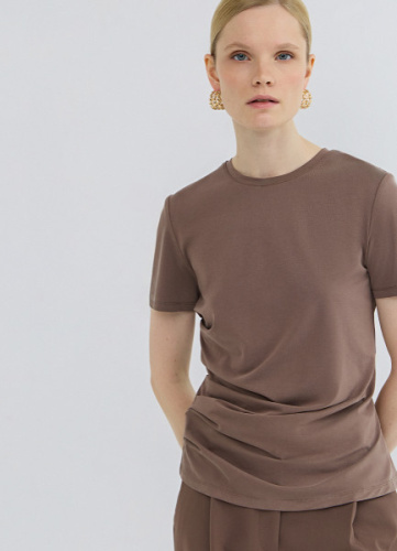 Футболка с драпировкой, Коричневый
