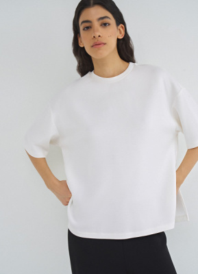 Футболка оверсайз с разрезами, Бежевый