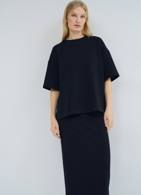 Футболка оверсайз с разрезами, Черный