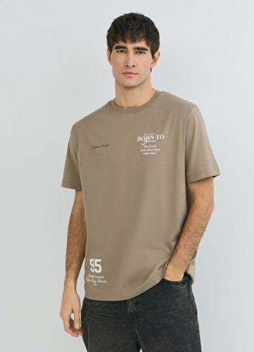 Футболка с принтом, Бежевый