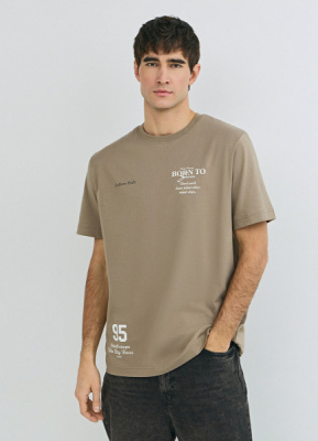 Футболка с принтом, Бежевый