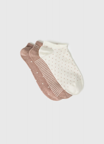 Короткие носки с жаккардом, 3 пары, Белый