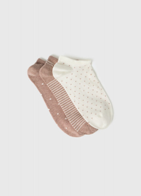 Короткие носки с жаккардом, 3 пары, Белый