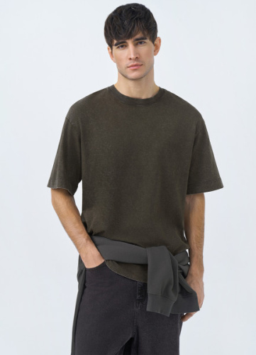 Базовая футболка с эффектом стирки, Зеленый