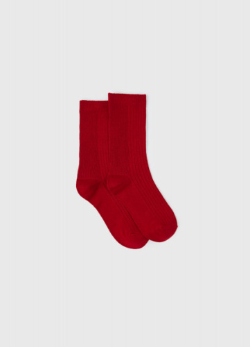 Носки в рубчик с содержанием вискозы, Красный